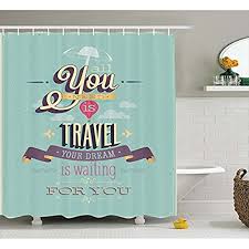 Plus, create a wish list with a wedding or gift registry. Vintage Decor Shower Curtain By Yeuss Travel Dream Voyage Inspirational Motivational Themed Quote Happy Advertisement Fabric Bathroom Decor Set With Hooks Blue 66 X72 Buy Online In Montenegro At Montenegro Desertcart Com Productid 62483254