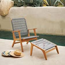 Catskill Wood Wicker Chair Teak Gray West Elm Lounge Chair Outdoor Wicker Ottoman Outdoor Chairs