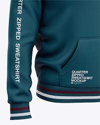 Download Three Quarter Zipped Sweatshirt Mockup Front Half Side View Of Pullover In Apparel Mockups On Yellow Images Object Mockups