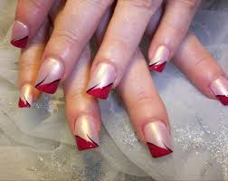 Black And Red Nail Ideas Image Detail For Red Tip With Black Lines Mix Nails Design Instead Of Silver Need Some How To Make It Gold Gold Nail Designs Red Tip Nails Red And Gold Nails