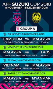 Jadwal pertandingan piala aff 2018. Jadual Perlawanan Malaysia Aff Suzuki Cup 2018 Jiwarosak
