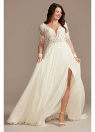 That is why i did not wear this dress because i found out that i needed at least a size 10 to fit into their dresses. Lace Applique Long Sleeve Chiffon Wedding Dress David S Bridal