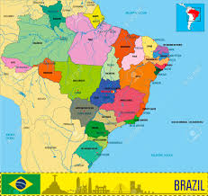Regenwald, savanne, buschland und pampa. Politische Karte Von Brasilien Mit Regionen Und Ihren Hauptstadten Lizenzfrei Nutzbare Vektorgrafiken Clip Arts Illustrationen Image 96683251