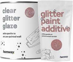 How to get a rose gold glitter paint color for the wall : Hemway 1l Clear Glitter Paint Glaze Rose Gold For Pre Painted Walls Ceilings Emulsion Acrylic Latex Wood Varnish Dead Flat Matt Soft Sheen Or Silk Choice Of 25 Glitter Colours Amazon Co Uk
