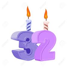 32 Jaar Verjaardag Nummer Met Feestelijke Kaars Voor Vakantie Cake Tweeendertig Jarig Bestaan Royalty Vrije Cliparts Vectoren En Stock Illustratie Image 66365995