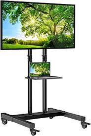 Shop for 60 inch tv stands online at target. Amazon Com Mobile Tv Stand On Wheels For 32 60 Inch Flat Curved Panel Screens Tvs Height Adjustable Floor Trolley Stand Holds Up To 99lbs Tilt Rolling Tv Cart With Shelf Max Vesa