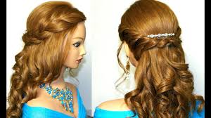 Pull your hair back into a high pony, then braid it. Curly Prom Hairstyle For Medium Long Hair Tutorial Youtube