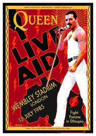 Queen Freddie Mercury At Live Aid July 1985 Etsy In 2021 Vintage Concert Posters Queen Poster Freddie Mercury