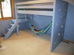 We followed free plans by ana white for the junior loft bed. Camp Loft Bed With Rock Wall Ana White