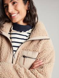Buy Joules Tilly Tan Brown Half Zip Borg Fleece from the Joules online shop.