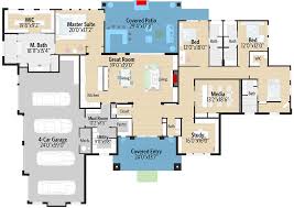 In addition, they boast of spacious patios, expansive porches, cathedral ceilings and large windows. Contemporary Ranch Plan With 4 Car Garage 430057ly Architectural Designs House Plans