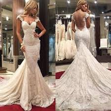 Show your glamorous curve in a cheap mermaid wedding dress or a stunning trumpet bridal gown on your big day! 208 24 White Long Wedding Dresses 2020 Mermaid Open Back Lace Sexy