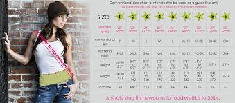 Seven Everyday Slings Sizing Chart Free Baby Stuff