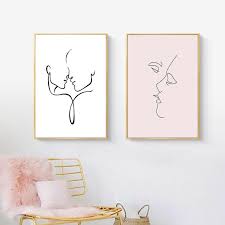 Simple Minimalist Lovers Wall Art Fine Art Canvas Prints Nordic Bedroom Art Nordicwallart Com Minimalist Canvas Art Girly Wall Art Scandinavian Canvas Art