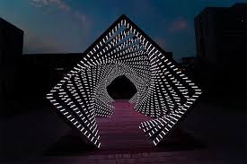 Accumulation Dramatic Led Light Tunnel By Yang Minha Inspiration Grid Design Inspiration Light Tunnel Light Installation Light Art