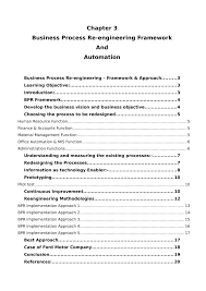 Pdf Business Process Reengineering Framework And Approach
