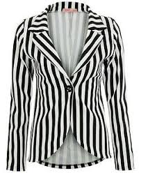 Black And White Vertical Striped Hoodie Women Ladies Jacket Blazer Formal Casual Black And White Vertical Striped 9272 Ebay Blazer Jackets For Women Jackets For Women Fashion