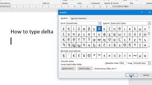 Delta symbol alt code (windows only). How To Type Delta Symbol In Ms Word Youtube