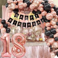 18. doğum günü dekorasyonu, 18. doğum günü kızı, 18 yaş doğum günü  dekorasyonu, Happy Birthday çelenk balon siyah pembe altın dekorasyon,  dekorasyon 18. doğum günü konfeti balon, doğum günü partisi dekorasyonu :  Amazon.com.tr: Oyuncak