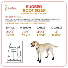 Ultra Paws Rugged Dog Boots Sizing Chart
