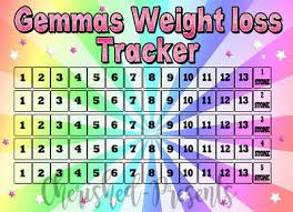 Weight Loss Chart A4 Slimming Dieting 1 10 Stone Tracker