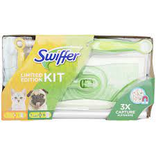 Swiffer balai poussière, kit complet 1 balai + 8 lingettes sèches + 3 lingettes humides. Swiffer Combikit Action Com