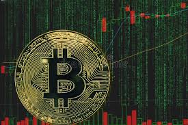 Token Btc Bitcoin Cryptocurrency On The Background Of Binary