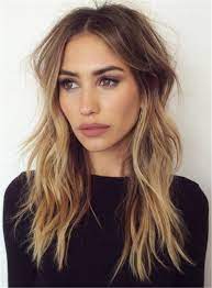 Long Wave Middle Parting Human Hair Lace Front Women Wigs 20 Inches Hair Lengths Balayage Hair Hair Color Shades