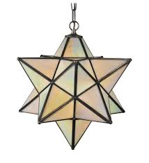 Moravian Star Light Pendant Beige Hand Made Tiffany Glass Lighting