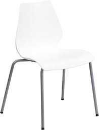 Flash Furniture Hercules White Stack Chair With Silver Frame Flash Furniture Lumbar Support Plastic Chair