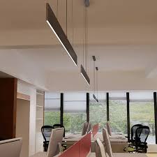 Barrina led linear light with remote control, 45w 4ft, linkable, stepless dimmable, color changing, 3000k 4000k 6000k, suspended led shop light channel light for office ceiling. Suspended Linear Led Lighting Supplier Linear Pendant Light Fixture