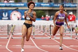 Overnight gb golds in swimming and triathlon mixed relays. Rollins Wins 100m Hurdles Showdown At Us Olympic Trials Report World Athletics