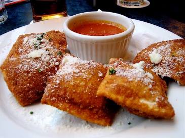 Golden fried toasted ravioli with parmesan, AI generated