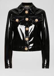 Versace Medusa Button Black Patent Cady Jacket 3 495 Jacket Outfit Women Coats For Women Jacket Buttons