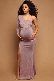 Black And Gold Baby Shower Dress Pink One Arm Maternity Gown With Thigh Split Perfect For A Black Tie Event Black Tie Outfits Maternity Gowns Formal Maternity Black Dress