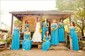 The best part about these colors is that they are appropriate for any season. Colors Wedding Blue Yellow And Grey Wedding Turquoise Blue Bridesmaid Dresses