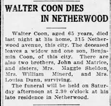 Walter Coon Obituary