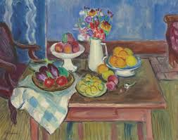 Charles Camoin 1879 1965 Nature Morte Au Compotier Blanc Pichet Blanc Avec Des Fleurs Assiettes De Fruits C 1950 Oil On C Sale Artwork Art Henri Matisse