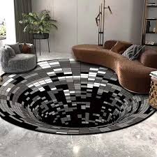Double up on rugs if your space is big. Cabina Home Round Area Rug 3d Geometric Optical Illusion Carpet Not Slip Floor Mat Pad For Bedroom Rug Living Room Carpet Restaurant Floor Coffee Table Mat Home Decor Art Floor Mat Walmart Com