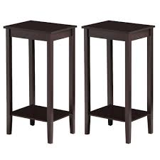 Authentic marble will naturally vary creating all unique pieces. Set Of 2 Tall End Table Sofa Chair Side Table Accent Stand W Shelf Dark Brown Ebay