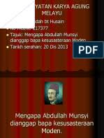 1) kesusastraan melayu lama 2) kesusastraan indonesia modern a. Mengapa Abdullah Munsyi Dianggap Bapa Kesusateraan Moden