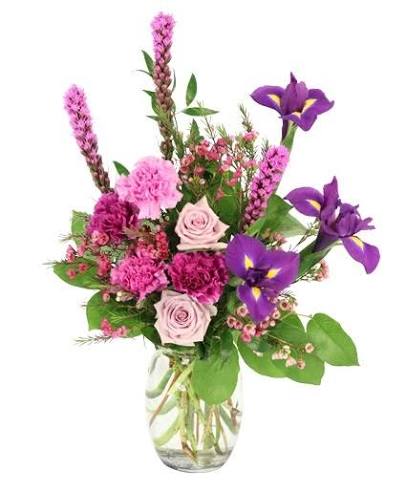 Turning Violet Vase Arrangement in Cheney, KS - Cleo's Flower Shop