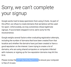 In case of a g suite account, the gmail application can be turned off by the admin for all the g suite users in a domain through the g suite admin console. Advice I Bought A Domain G Suite Account Recovery Team Helped Me Delete Former Owners G Suite Install When I Went To Sign Up A Fresh One I Got This What Are My Options Next Steps