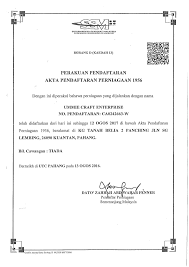 Badan berkanun dan pihak berkuasa tempatan, perwakilan dan kedutaan perlu. Hasil Seni Kraftangan Perakuan Pendaftaran Perniagaan