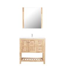 Don pio rustic reclaimed wood bathroom vanity, natural stain, 72 x 22 x 36 by rusticmanhomedecor (11) $1,550. C L L Collections Mh 36 C Mb Nw 36 In Natural Wood Single Sink Bathroom Vanity With White Ceramic Top Mirror And Faucet Included In The Bathroom Vanities With Tops Department At Lowes Com