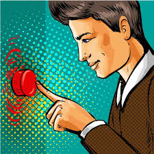 Man Pressing Red Button Stock Illustrations