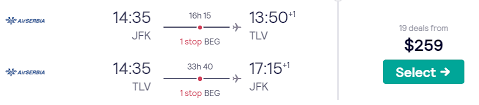 Air Serbia Jfk To Tel Aviv From 269 Or 17 9k Chase Points Round Trip Including Lag B Omer Shavuos Summer And Sukkos Dates Dansdeals Com