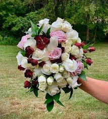 Burgundy and white fake flowers. Wedding Flowers Bride S Bouquet White Pink And Burgundy Roses Wedding Bouquet Fake Flowers Rustic Wedding Flowers Bouquet White Wedding Flowers Bouquet