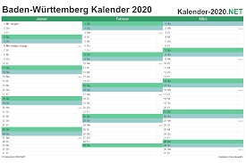 Einfaches und schnelles drucken in verschiedenen formaten. Kalender 2020 Baden Wurttemberg