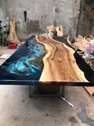 Table Cafe Giant Epoxy Table De Locean Table De Locean Table Etsy In 2020 Wood Resin Table Epoxy Wood Table Wood Table Design